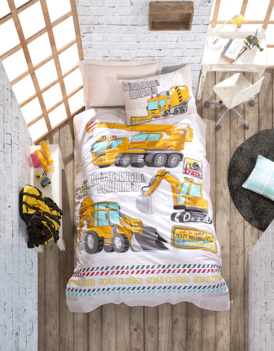 L'essentiel linge de maison Track - Turquoise Ranforce Young Quilt Cover Set L'essentiel linge de maison Track - Turquoise Ranforce Young Quilt Cover Set